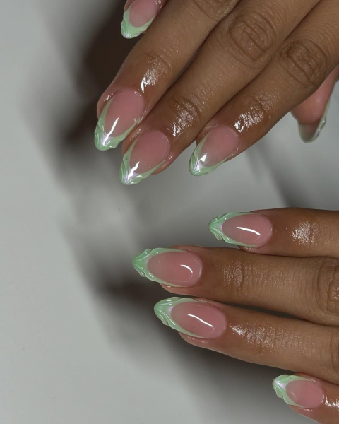 Mint French with 3D swirls