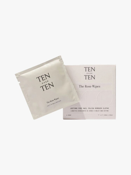Tenoverten The Rose Wipes beige nail polish remover wipes on light gray background